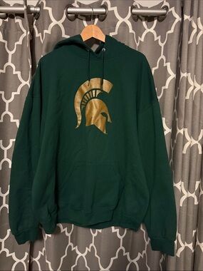 Green Hoodie with Gold Spartan Logo - Men's Michigan State XXl